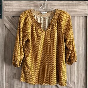 Christopher & Banks Mustard Patterned Blouse